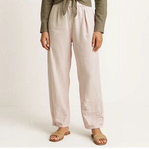 Eileen Fisher Pink 100% Organic Linen Lantern Pant w/ Pockets